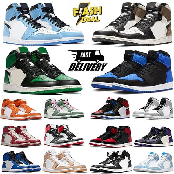 Designer Men 1 Basketball Shoes 1S University Blue Dark Mocha Chicago Top UNC Hyper Royal High Bloodline Satin-Snake Taupe Haze Women Trainers Sneakers Eur 36-47