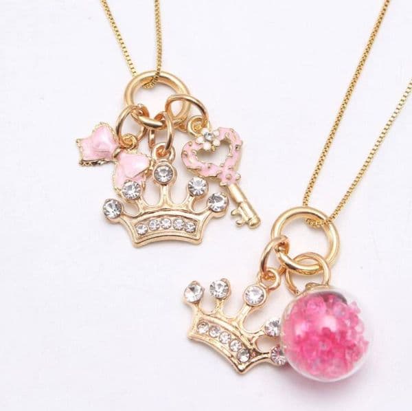 Charm Butterfly Heart Crown Bohemia Gold Plated Brass Collarbone Chain Cross border Necklace For Kid Gifts