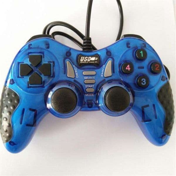 PC Computer USB Vibration 3D Joystick Transparent Color Game Handle