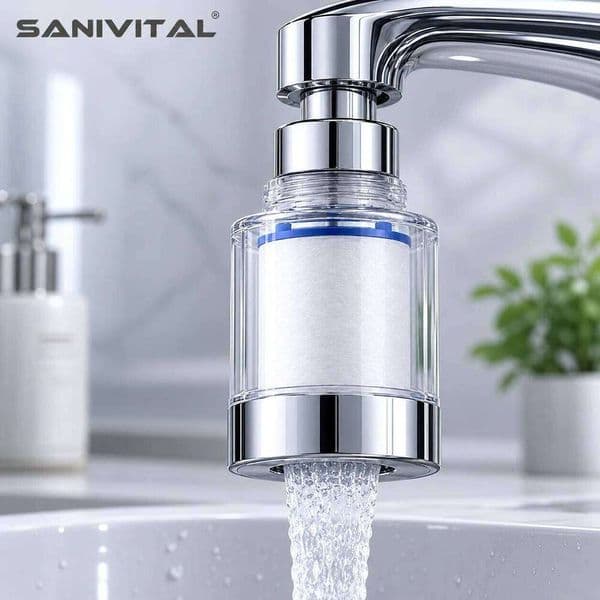 SANIVITAL Faucet Water Filter Purifier Tap Filtration System with 22/24mm Adapters for Kitchen & Bathroom