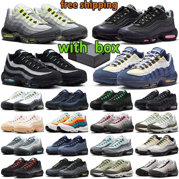 Free shipping with running shoes designer 95 men women sneakers popular green black white navy blue grey 95s trainers