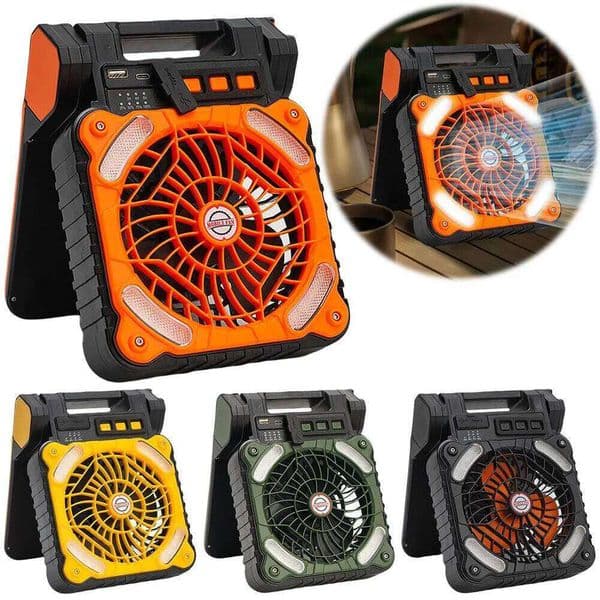 Outdoor with LED Light 5200mAh Cordless Tent IPX4 Waterproof Solar Powered Camping Fan for Emergency