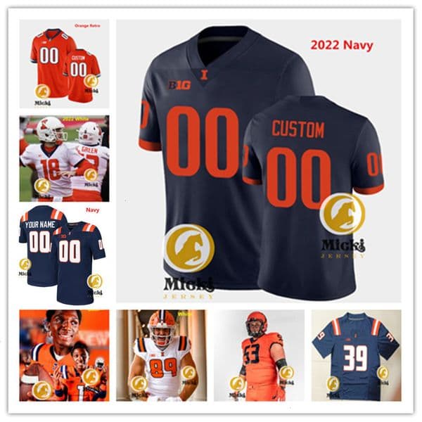 Kaden Feagin Illinois Football Jersey Reggie Love III Kenari Wilcher Aidanner Laughery Jared Badie Denzel Daxo Illinois Fighting Illini Jerseys Custom Stitched