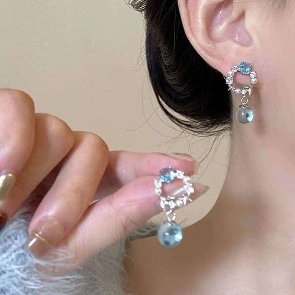 Designer Jewelry Luxury Jewelry Spring Summer New Fish Tail Star For Women, Cool Unique, Versatile Blue Bubble Studs, Trendy And Personalized Earrings