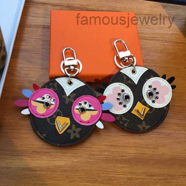 Key Ring Chain Brand Cute Owl Design Chick Plate Charms Mini PU Leather Car Keys Holder Fashion Jewelry Pendant Bag Keychain Accessories