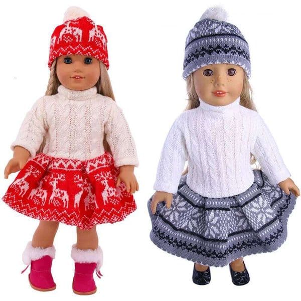18 inch American accessories dress+hat 43cm doll winter sweater set