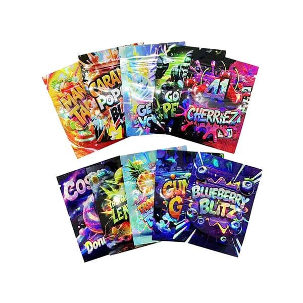 100pcs/pack Holographic Foil Mylar Bags, Reusable Zipper Food Storage Pouches, Smell Proof, Self Sealing Gift Packaging, Airtight Snack Bags for Candy, Gummies