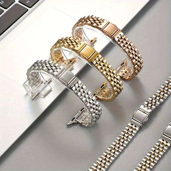 Two-tone Stainless Steel Bracelet For Apple Watch 38/40/41/42/44/45/46/49mm 1-10 & SE Metal Wristband for IWatch Series