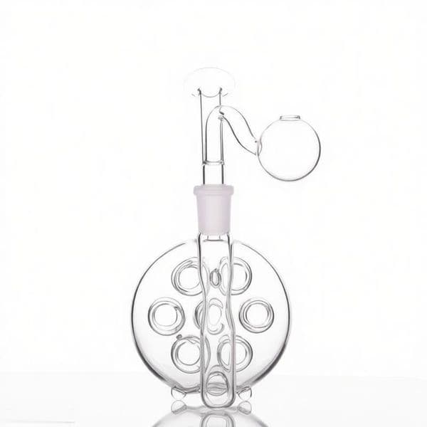 Wholesale Clear Glass Oil Burner Bong Hand Dry Herb Tobacco Pipe Blunt Bubbler Recycler Water Tobacco Pipe with 14mm Male Smoking banger bowl