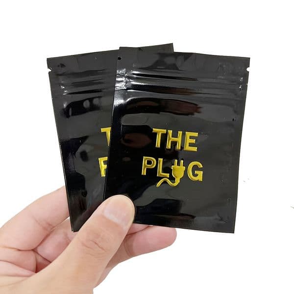 100pcs/lot THE Plug Design Self Sealing Mylar Bags With Window, Reusable Food Storage Pouches, Smell Proof and Sealable for Sour Candy, Gummy Snacks, Plastic Packaging