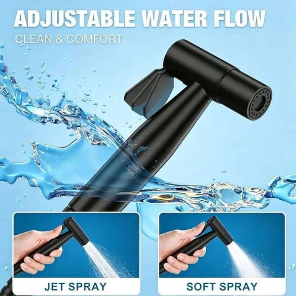 Black Bidet Sprayer Toilet, Handheld Bathroom Spray Gun with 1.5m Hose & Wall Mount, Multifunctional for Toilet Cleaning
