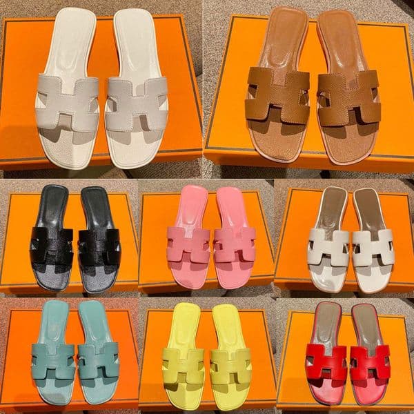 Top quality Womens Sandals Designer Sandals Slippers Fashion Floral Slippers Leather and Rubber Flats Sandals Summer Beach Shoes Bottoms Slippers Sizes 35-43