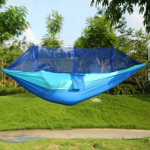 DB Portable Double Camping With Mosquito Net, Foldable, 600 Lbs Load Capacity, Can Accommodate 2 People, Outdoor Hiking Nylon Hammock