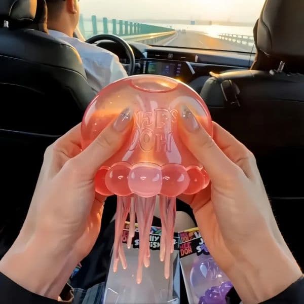 Needoh Extra Large Jellyfish Maltose Squishy Sensory Fidget Toy Stress Relief Jelly Squish Cube Anti Anxiety Squeeze Object For ADHD Focus By Sea Decompression Toy