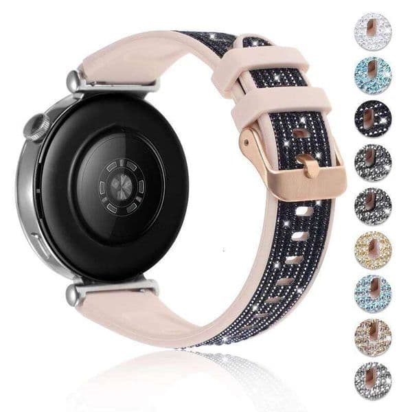 18mm Glitter Silicone for Huawei Watch GT6/5/4 Compatible with 41mm Women's Casual Strap Skin-Friendly Comfort Breathable