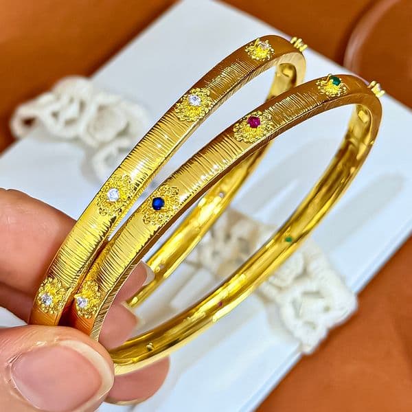Luxury Turquoise Cuff Bracelet Gold Tone Crystal Accent Woven Texture Engraved Finish Elegant Jewelry Gift For Women Party Anniversary Modern Retro Style For Women