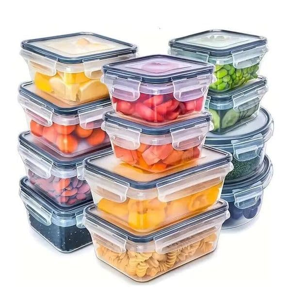 Bpa-Free 12-Piece Of Eco-Friendly Plastic Kitchen Food Storage Containers, Lunch Box Organizer, Pantry Organizer Set