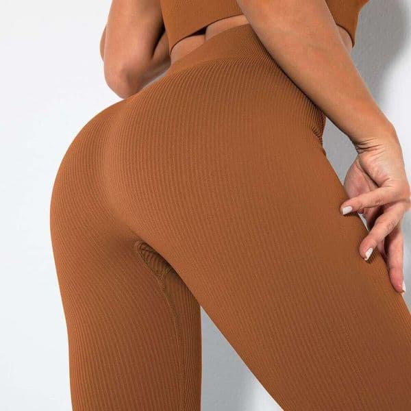 New foreign trade leggings for spring and summer women's wear, solid color elastic tight sports pants, yoga fitness ribbed long pants