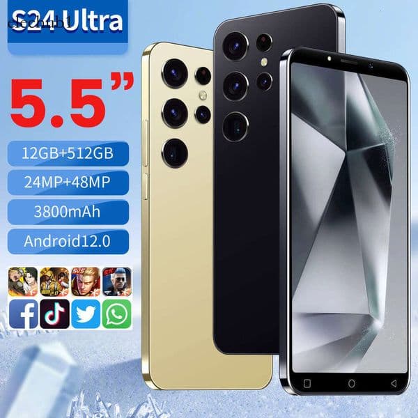S24 Ultra smartphone with 12GB of RAM and 512GB of storage, running Android 8.1, featuring a 5.5-inch high-definition display.