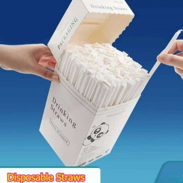 Disposable Bendable Independently Packaged Flat Mouth Straws, Ready-made Food-grade Plastic PP Transparent Straws