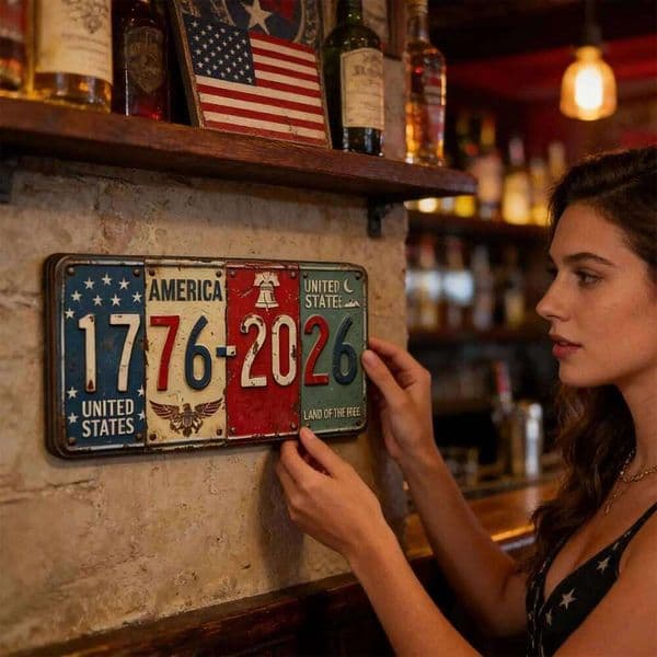 4th of July 250 Years Commemorative Sign 1776-2026 License Plate Art for Home Living Room Bedroom Study Wall