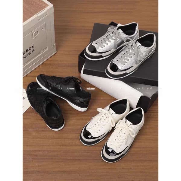 Designer 2026 New Small Fragrance Style Quilted Lace-Up German Training For Women Panda Color Casual Sports Summer Versatile White Shoes