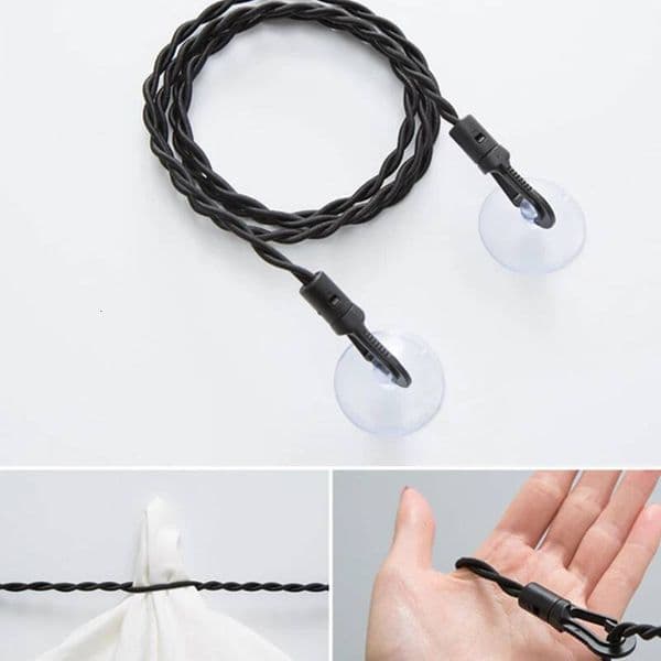 2.5M Non-slip Clotheslines Outdoor Travel Camping Portable Drying Clothes Hanger Rack Line Suction Cup Elastic Rope ddmynov