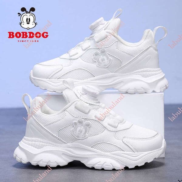 Babu Dog Children's Sneakers Spring New Boys' Elementary School Girls' White Twist Button Running Shoes
