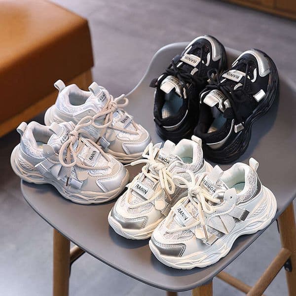 2026 Spring Mesh Children's Sports Boys' Velcro Soft Sole Running Girls' Toddler Dad Shoes