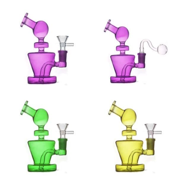 Travel Rainbow Colorful Glass oil burner Bong Mini cheap water tobacco bong pipes Hookahs Bubbler with 14mm male Smoking oil Banger bowl