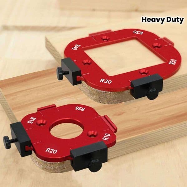 4-in-1 Woodworking Corner Radius Template Jig, R10-R50 Arc Positioning Router Table Jig with Bit Guide for Rounded