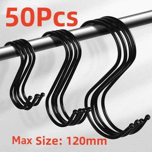 10/50pcs Hooks Hanging Metal Hook Black/silver Stainless steel closet organizer handbag holder useful Kitchen tools ddmynov