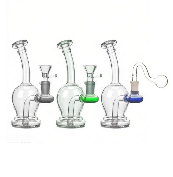 Wholesale Travel Colorful Beaker 14mm Female Glass oil burner Bong Mini cheap water tobacco bong pipes Hookahs Bubbler with Smoking Banger bowl