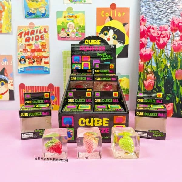 Strawberry Nice Cube Sensory Stress Reliever Fidget Tool for Anxiety & Focus Desk Sensory Cube for Adults & Kids Stress Ball with Display box Decompression Toy BY AIR-gi2