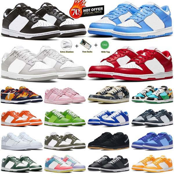 Designer Low Running Shoes Men Women Sneakers Panda White Black Grey Fog Triple Pink University Blue Red Diffused Taupe Wolf Eur 34-48
