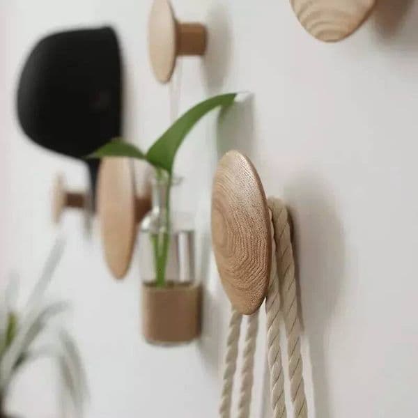 Solid wood mushroom creative foyer living room wall hanging circular clothes hook hat rack hangers ddmynov