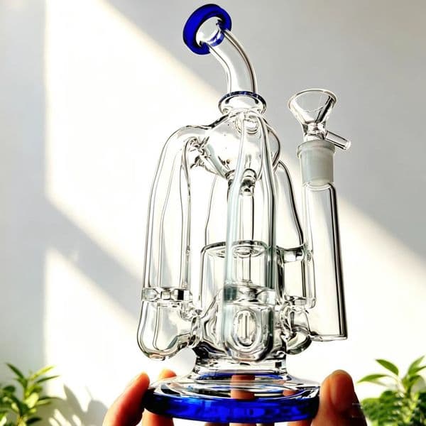9.5icnhs Recycler glass bong Portable Water Pipe Bubbler Smoking Accessory hookahs Shisha percolator Water bongs With 14mm male