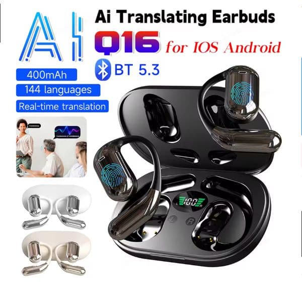 Wireless AI Translator Earbuds 3-in-1 144 Languages Noise Cancelling Bluetooth 5.3 Headset Instant Smart Voice Real Time Translator Earbuds