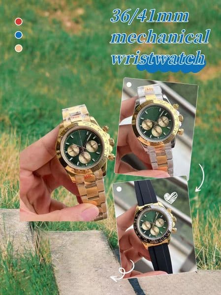 Wristwatch Men's mechanical watch Steel strap with blue sapphire crystal case Luxury watch with green dial Premium watch Gift box packaging