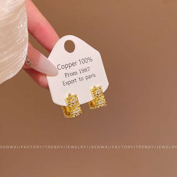 Designer Jewelry Luxury Jewelry Korean-Style Micro-Inlaid Zirconia Square For Women, Light Luxury, Elegant, High-End Feel, Fashionable And Versatile, Popular