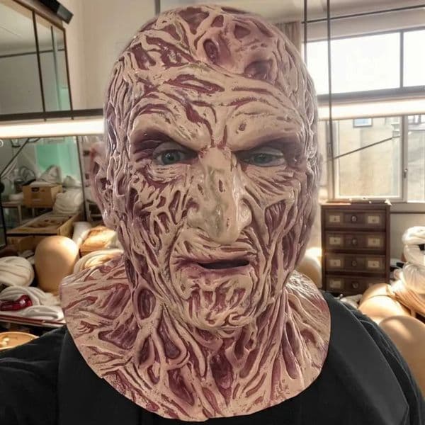 Luxury Designer Decor Freddy Krueger Full Face Cosplay Mask Horror Latex Headgear For Halloween Nightmare On Elm room Street Party Costume A 27