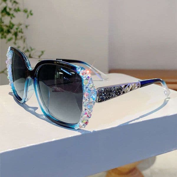 Luxury Brand Designer Sunglasses 2026 New Fashion Rhinestone Women, Sun Protection, Ins Style, Slimming Effect For Large Faces, Diamond-Embellished Sunglasses