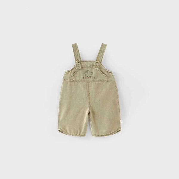 w1746 New Autumn Toddler Cartoon Embroidered Overalls Baby Soft Denim Jeans Adjustable Straps Loose Fit Casual Pants for Kids