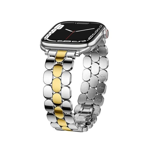 Stainless Steel Watch Strap For Apple Watch 42 46 44 45 40 49 38 41mm Dressy Metal Bracelet For iWatch S11 Ultra 10 9 8 7 6 5 4 3 2 1 SE Luxury Round Shape Wristband Replacement