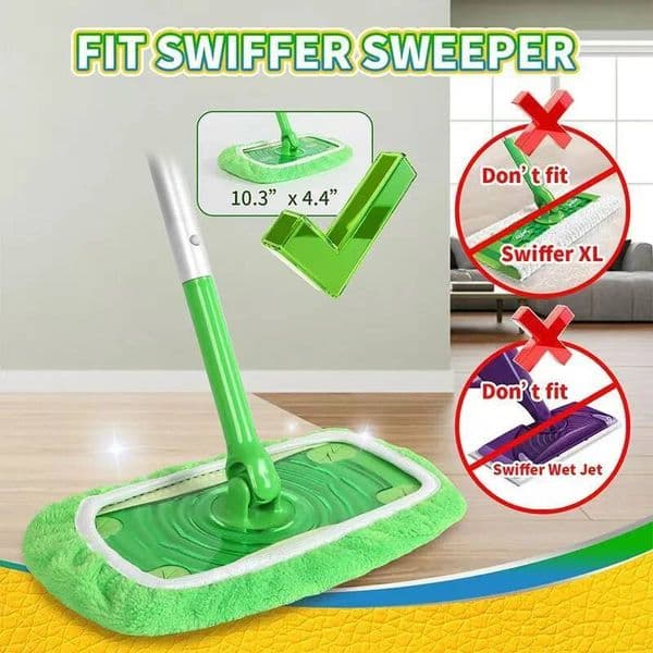 Sweeper Wet & Dry Cleaning Cloths Reusable Microfiber Pads Green Furniture Flooring Mop Head Replacement Washable Rag Towel