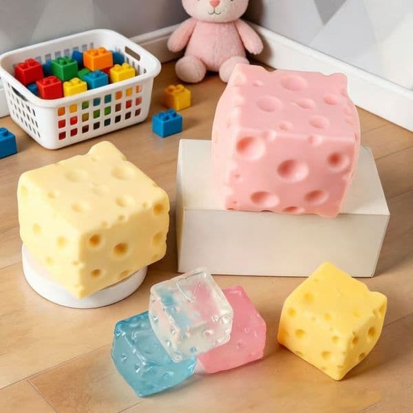 Slow Recovery Square Cheese Molding Fun Simulation Food Playset Malleable Release Ball Creative Stress Relief Wonder Toy Gift