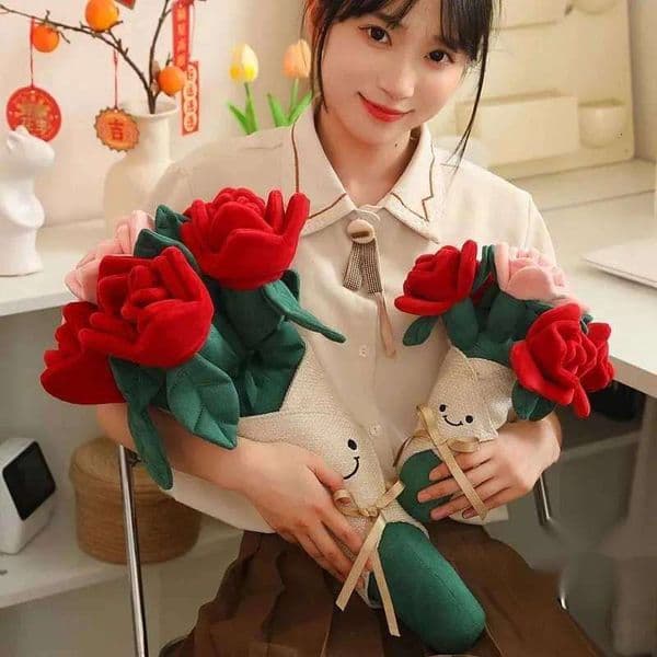ggg Creative Plant Rose Flower Plush Toy Stuffed Bouquet Blossom Narcissus Tulip Succulent Potted Valentine Gifts Room Decor