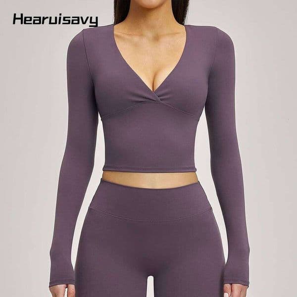 Hearuisavy Spring Summer Women's Long Sleeve Yoga Gym Sportswear Pilates Running Sports Top Versatile Outdoor Workout Shirts e5894