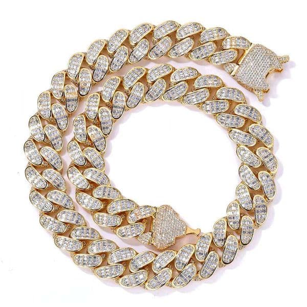 Wholesale Custom CZ 14K 18k Gold Plated Zircon Hiphop Men's Cuban Necklace Chain