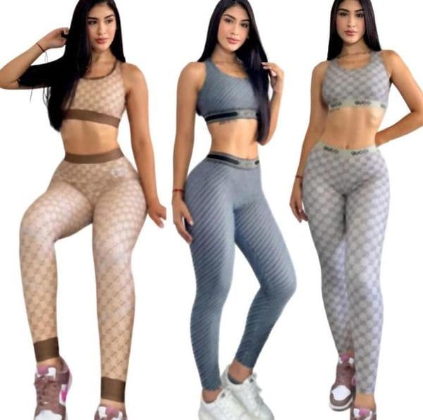 women Designer Tracksuit Sporty Two Piece Sets Yoga Outfits Women Fitness Vest Top and Legging Sets Free Ship